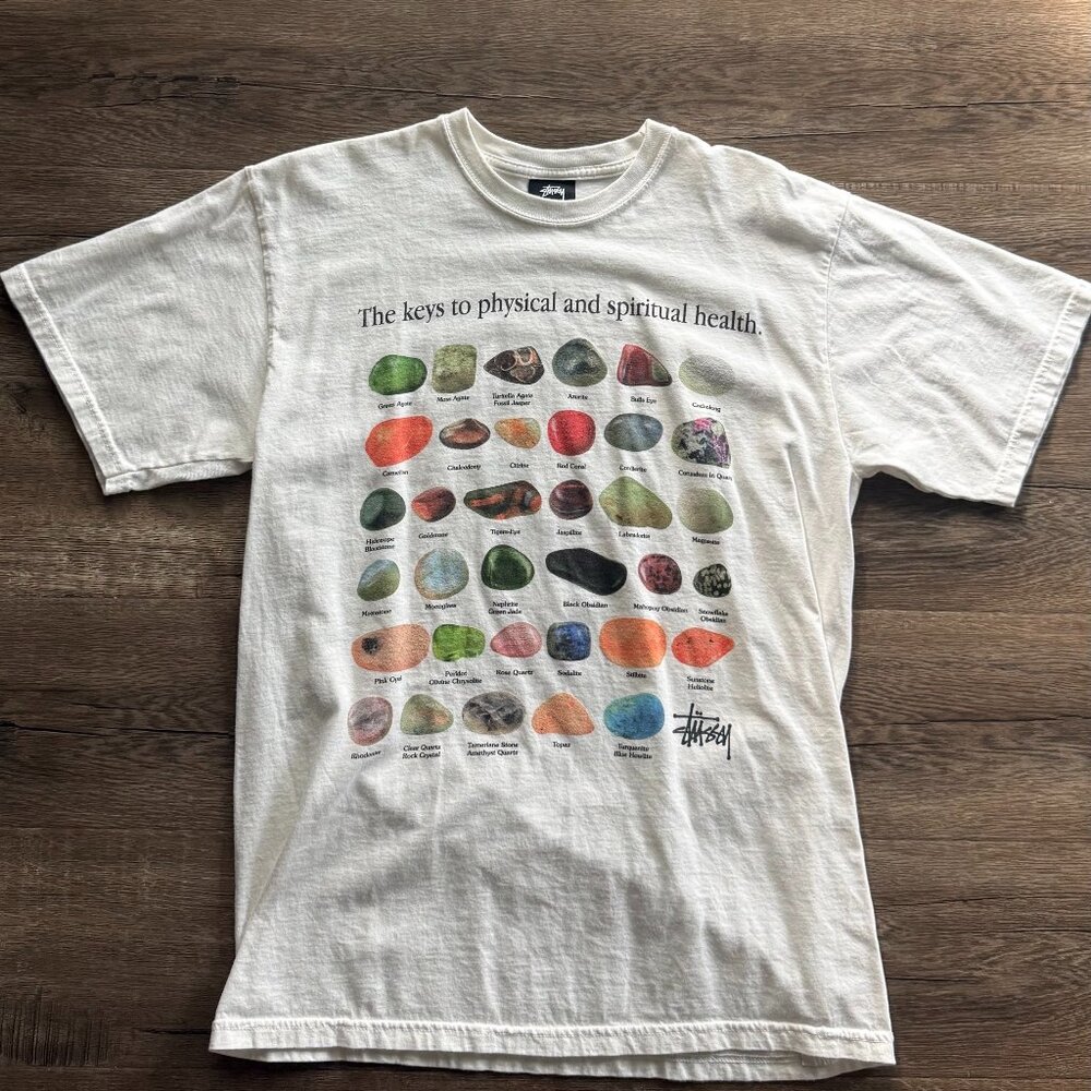STUSSY "The Keys to Physical and Spiritual Health" Stones T-Shirt